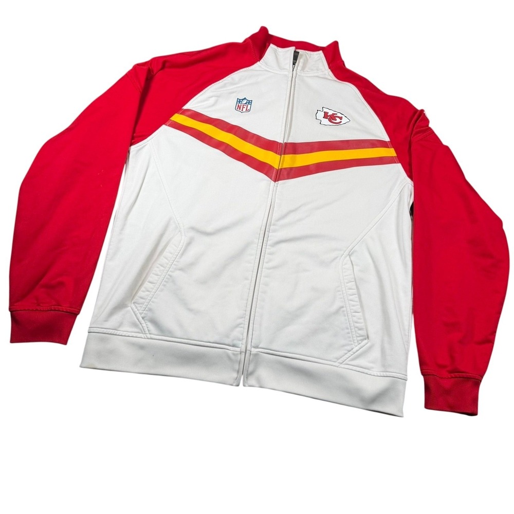 Reebok NFL Onfield Mens XL White Red KC Chiefs Full Zip Track Jacket Sportswear